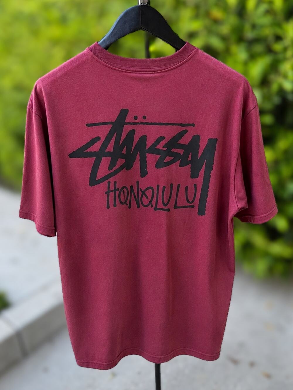 Stüssy Honolulu Chapter Tee Men’s Large Oxblood Burgundy Black Logo NWOT Rare -